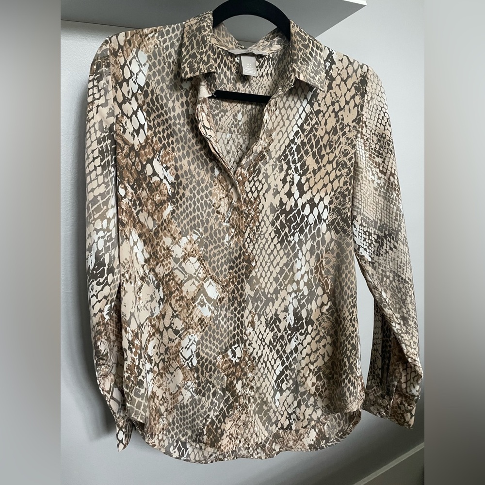 Tan and grey snake skin blouse